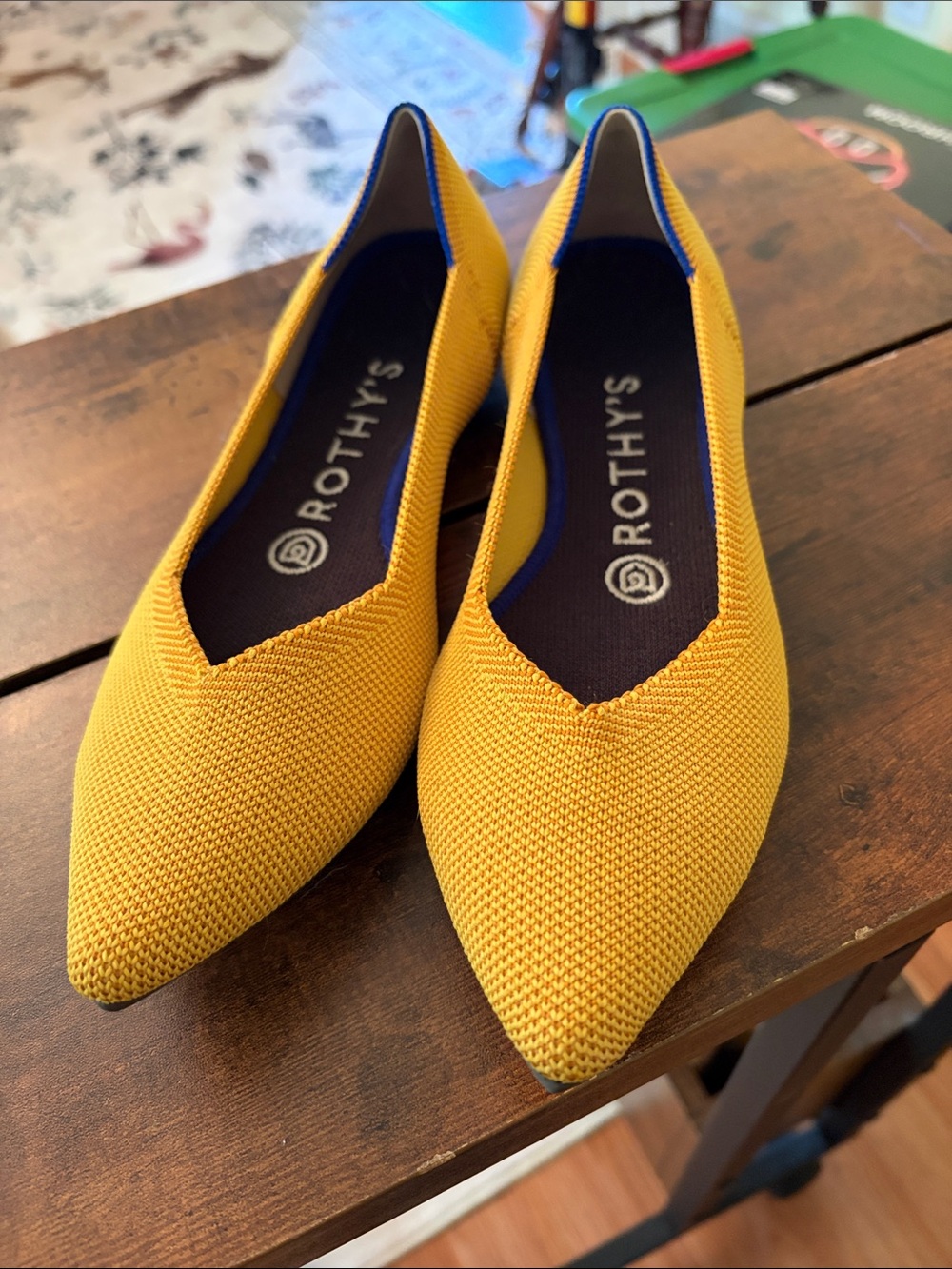 Rothy's Yellow Pointed Knit Flats